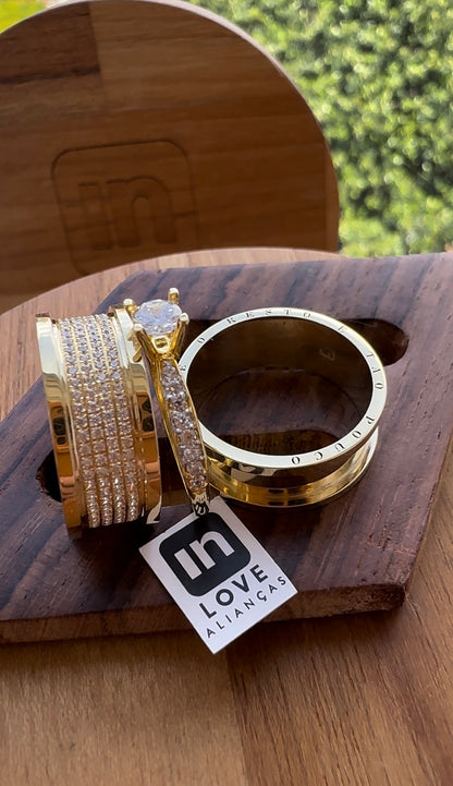 Par de Alianças em Ouro 18k - Modelo Intense | 8mm | 12x R$999