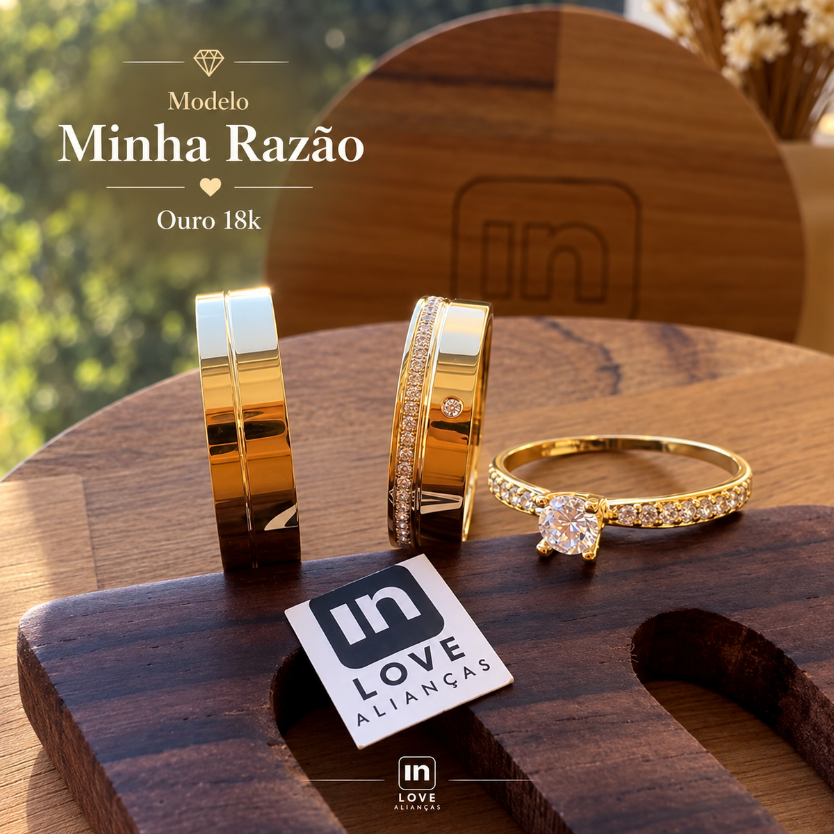 Par de Alianças em Ouro 18k - Modelo Minha Razão | 5mm | 12x R$433