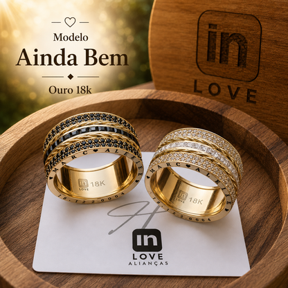 Par de Alianças em Ouro 18k - Modelo Ainda Bem | 10mm | 12x R$2.399.