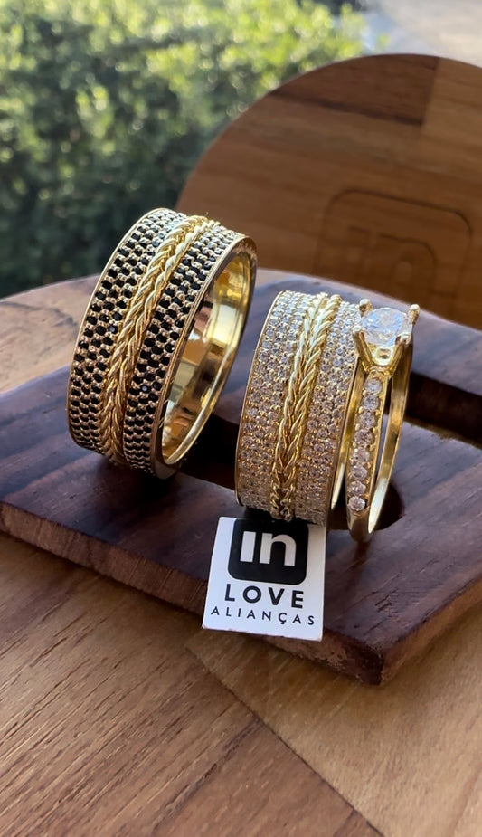 Alianças de Casamento em Ouro 18k - Modelo Eternity| 8mm | 12x R$1.333
