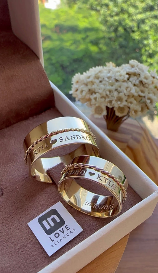Alianças de Casamento em Ouro 18k - Modelo Encantado | 10mm | 12x R$832.5