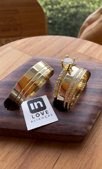 Par de Alianças em Ouro 18k - Modelo Sorte | 6mm | 12x R$541