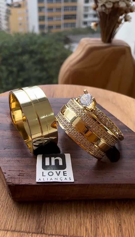 Alianças de Casamento em Ouro 18k - Modelo Perfeição | 8mm | 12x R$833
