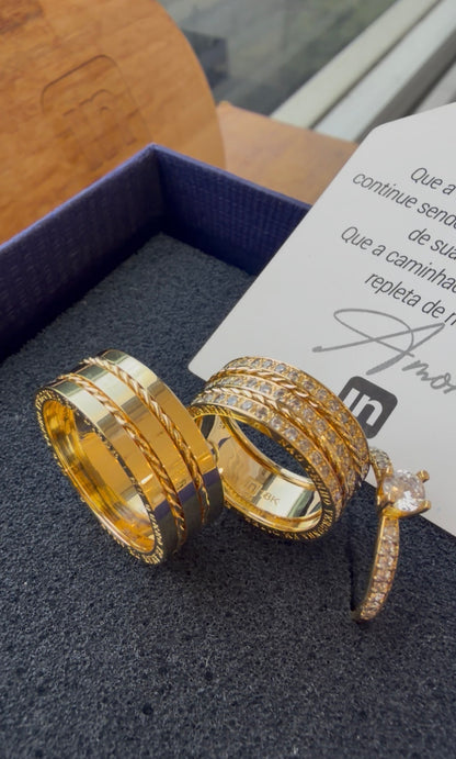 Par de Alianças em Ouro 18k - Modelo Momentos | 8mm | 12x R$1.199.