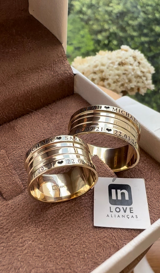Alianças de Casamento em Ouro 18k - Modelo Te Quero | 10mm | 12x R$741.61
