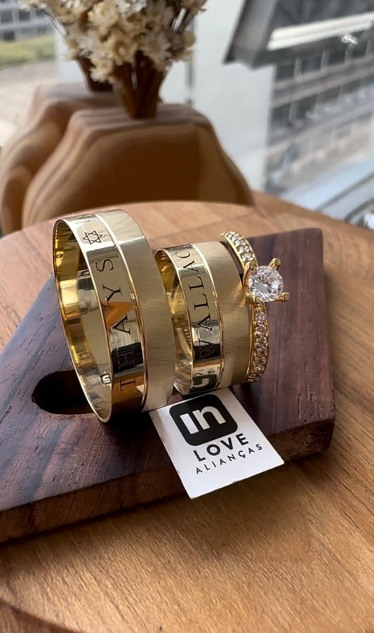 Alianças de Casamento em Ouro 18k - Modelo Aconchego | 7mm | 12x R$499