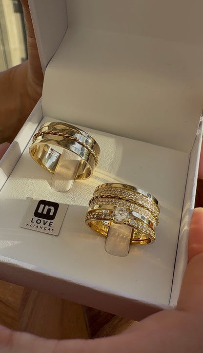 Par de Alianças em Ouro 18k - Modelo Desejo | 8mm | 12x R$899