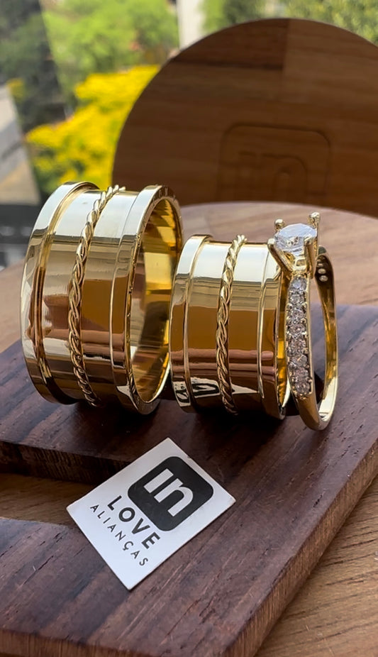 Alianças de Casamento em Ouro 18k - Modelo Desejo | 10mm | 12x R$1.165.83
