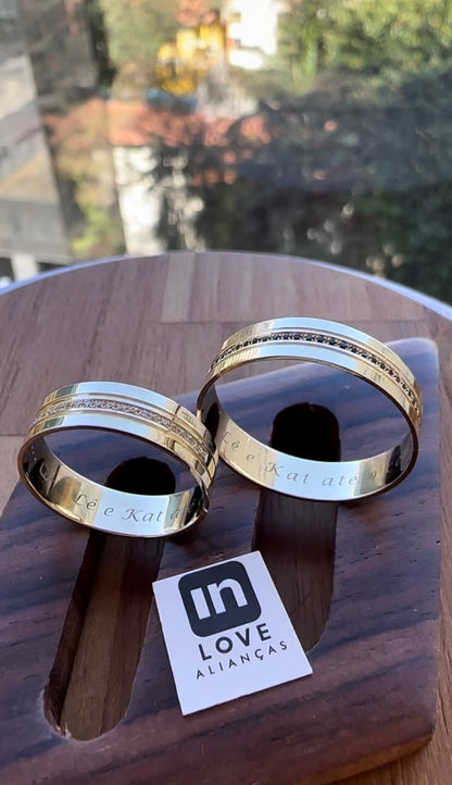 Alianças de Casamento em Ouro 18k - Modelo Mimosinha Duo | 5mm | 12x R$499