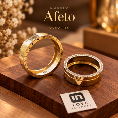 Par de Alianças em Ouro 18k - Modelo Afeto | 6mm | 12x R$866.