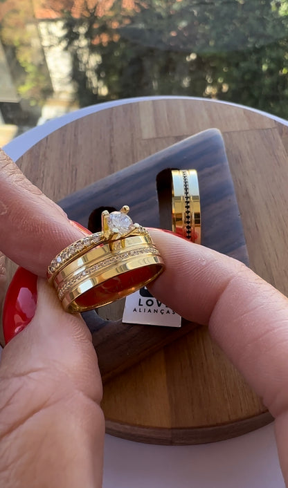 Alianças de Casamento em Ouro 18k - Modelo Mimosinha Duo | 5mm | 12x R$499
