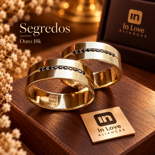 Par de Alianças em Ouro 18k - Modelo Segredos | 6mm | 12x R$649
