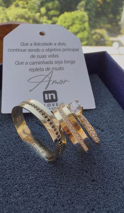 Par de Alianças em Ouro 18k - Modelo Mimosinha Duo | 5mm | 12x R$541