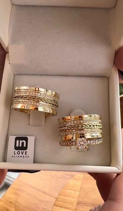 Par de Alianças em Ouro 18k - Modelo Nosso Santo Bateu | 10mm | 12x R$1.899.