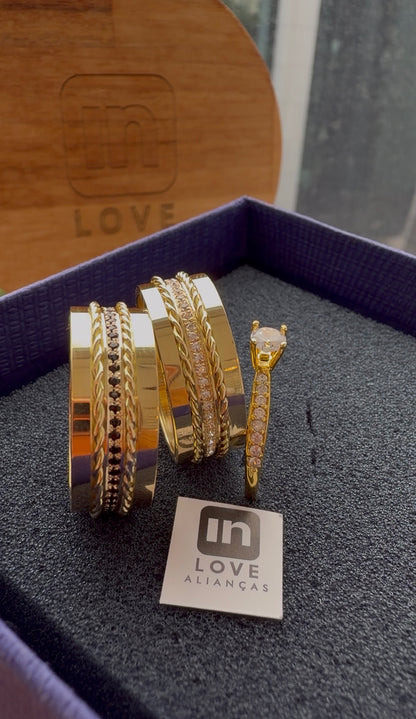 Par de Alianças em Ouro 18k - Modelo Bem Que Se Quis | 8mm | 12x R$1.299.