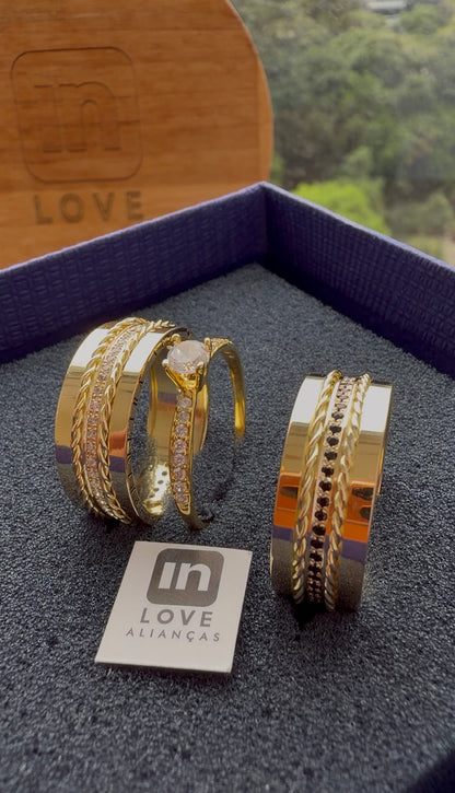 Par de Alianças em Ouro 18k - Modelo Bem Que Se Quis | 8mm | 12x R$1.299.