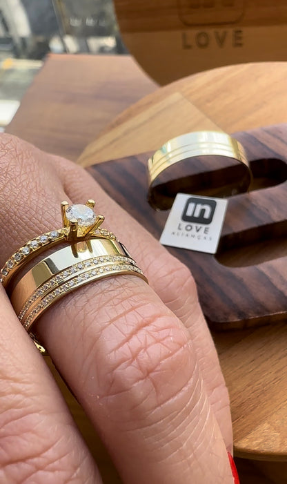 Par de Alianças em Ouro 18k - Modelo Sorte | 6mm | 12x R$541