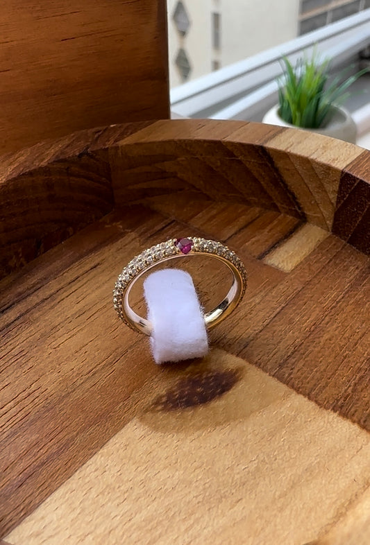Anel Aparador Rubi Romance em Ouro 18k - 12x R$316,66