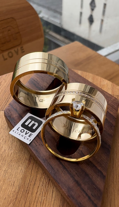 Par de Alianças em Ouro 18k - Modelo Joy | 10mm | 12x R$999