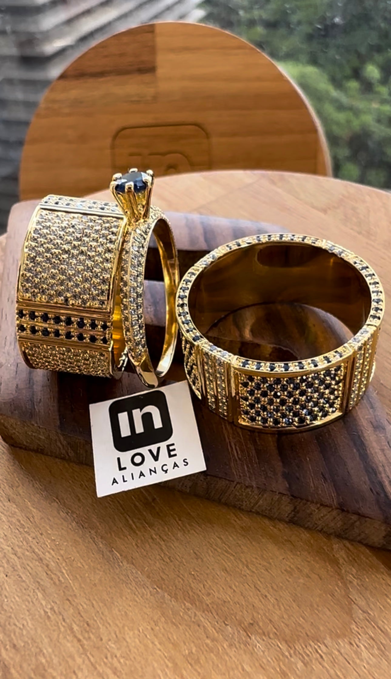 Par de Alianças + Anel em Ouro 18k | Kit Eu Amo Você | 12x 2.499,00