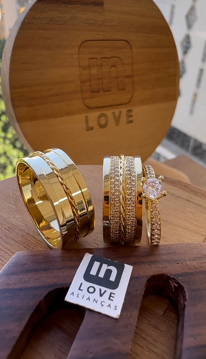 Alianças de Casamento em Ouro 18k - Modelo Desejo | 8mm | 12x R$861,66