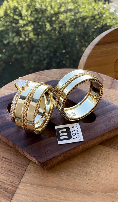 Alianças de Casamento em Ouro 18k - Modelo Talismã | 8mm | 12x R$999
