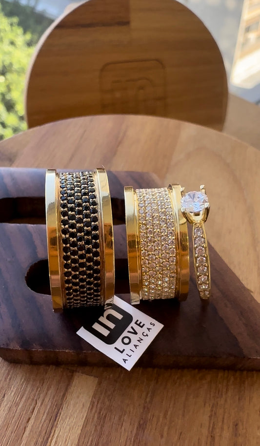 Alianças de Casamento em Ouro 18k - Modelo Intense Duo | 9mm | 12x R$1.233,33