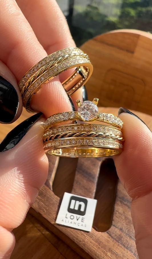 Par de Alianças em Ouro 18k - Modelo Doce Amor | 5mm | 12x R$ 749