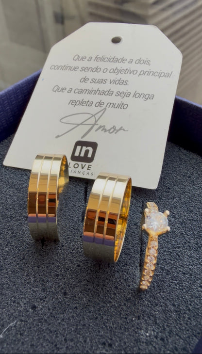 Par de Alianças em Ouro 18k - Modelo Mimosinha | 6mm | 12x R$433