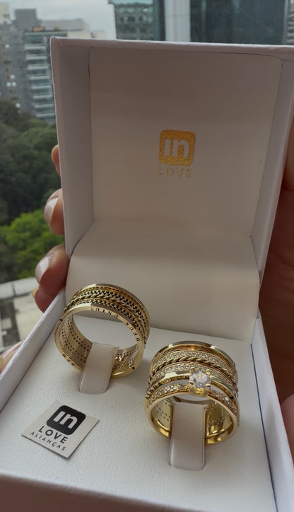 Par de Alianças em Ouro 18k - Modelo Desejo | 10mm | 12x R$1.499.