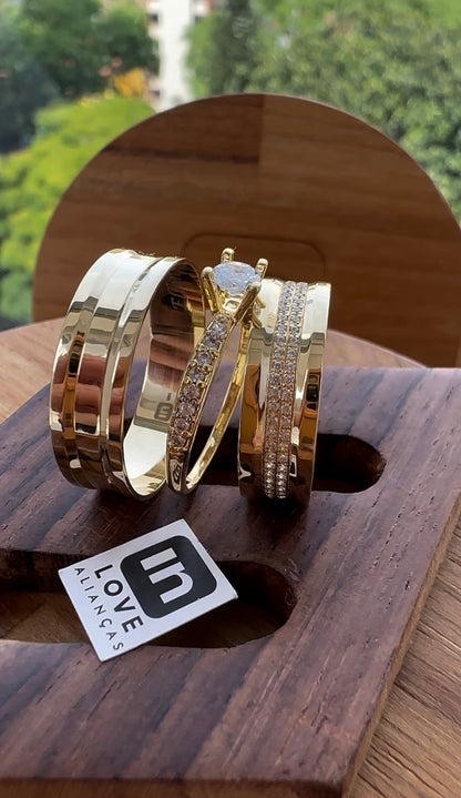 Par de Alianças em Ouro 18k - Modelo Capítulos | 6mm |12x R$499