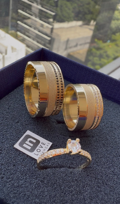 Par de Alianças em Ouro 18k - Modelo Declarações | 10mm | 12x R$1.299.