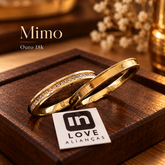 Par de Alianças em Ouro 18k - Modelo Mimo | 2mm | 12x R$324
