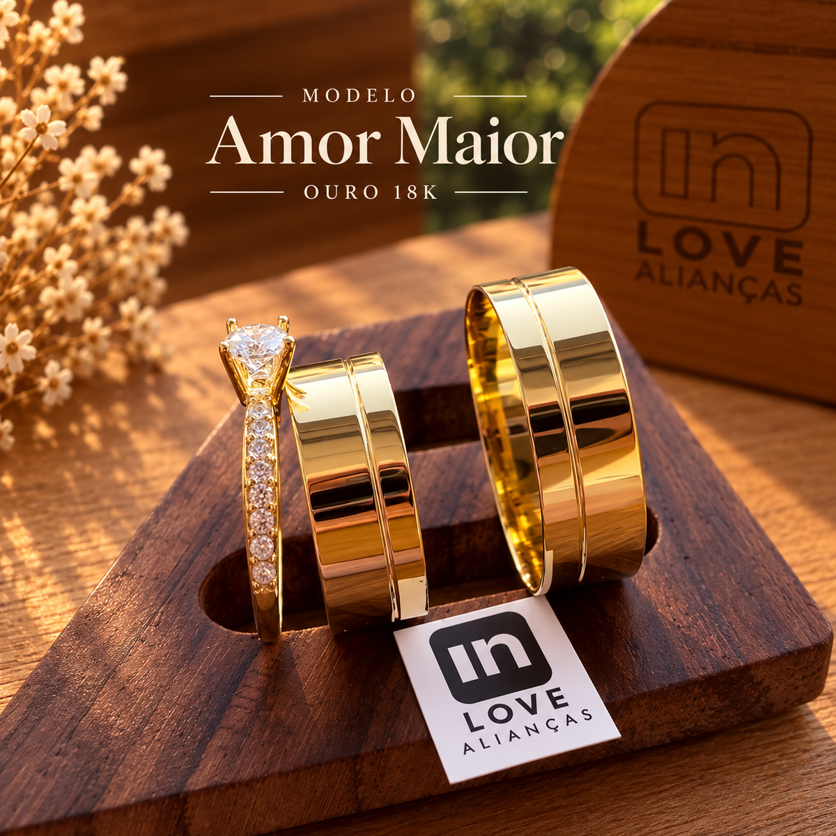 Par de Alianças em Ouro 18k - Modelo Amor Maior | 6mm | 12x R$433