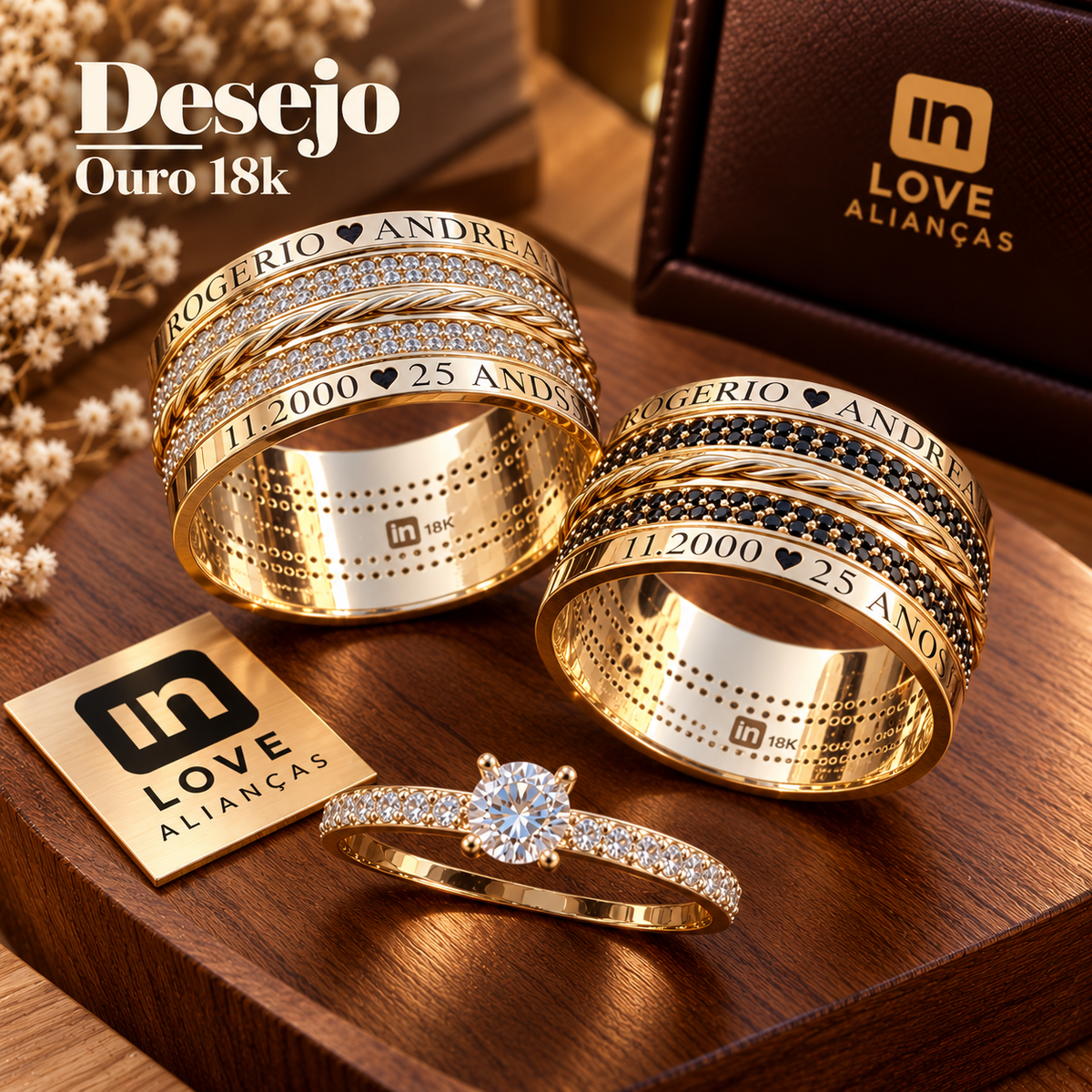 Par de Alianças em Ouro 18k - Modelo Desejo | 10mm | 12x R$1.499.