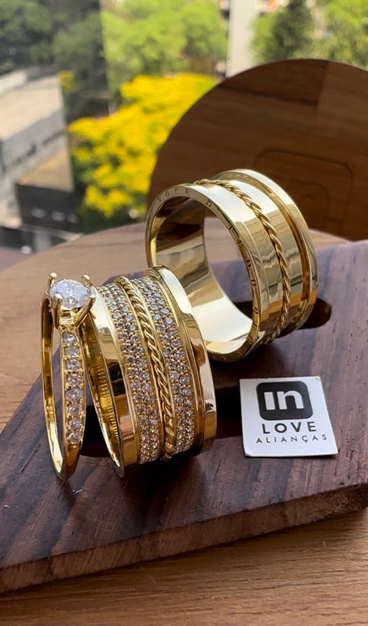 Alianças de Casamento em Ouro 18k - Modelo Desejo | 10mm | 12x R$1.241.66