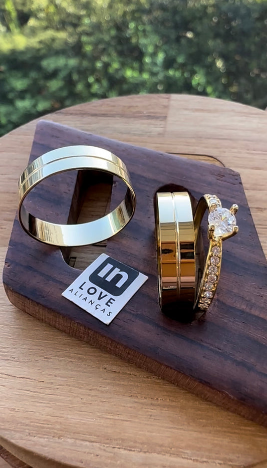 Alianças de Casamento em Ouro 18k - Modelo Minha Alegria | 5mm | 12x R$249