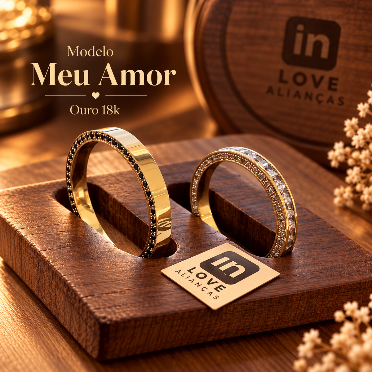 Par de Alianças em Ouro 18k - Modelo Meu Amor | 3mm | 12x R$866.