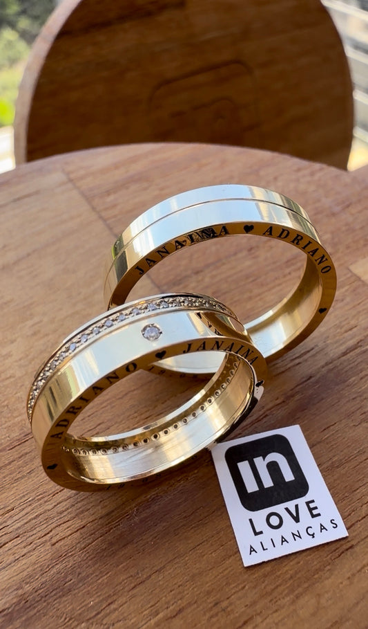 Par de Alianças em Ouro 18k - Modelo Lírios | 5mm | 12x R$758