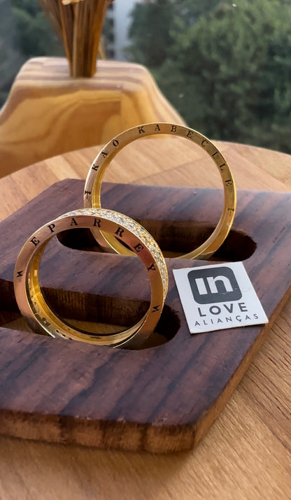 Alianças de Casamento em Ouro 18k - Modelo Corações | 5mm | 12x R$825