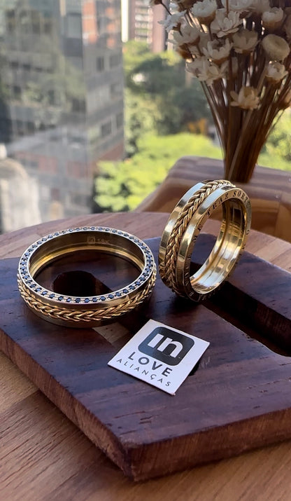 Alianças de Casamento em Ouro 18k - Modelo Talismã | 5mm | 12x R$890