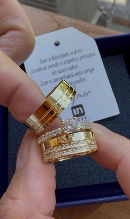 Par de Alianças em Ouro 18k - Modelo Sorte | 6mm | 12x R$541