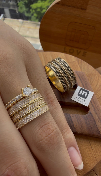 Par de Alianças em Ouro 18k - Modelo Pétalas | 10mm | 12x R$1.333