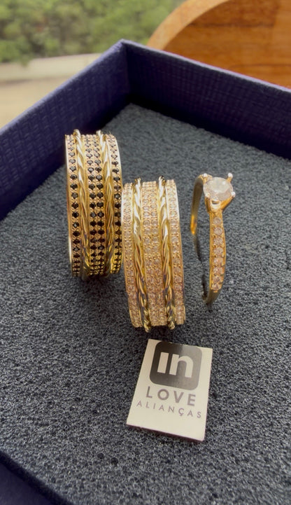 Par de Alianças em Ouro 18k - Modelo Pétalas | 7mm | 12x R$975