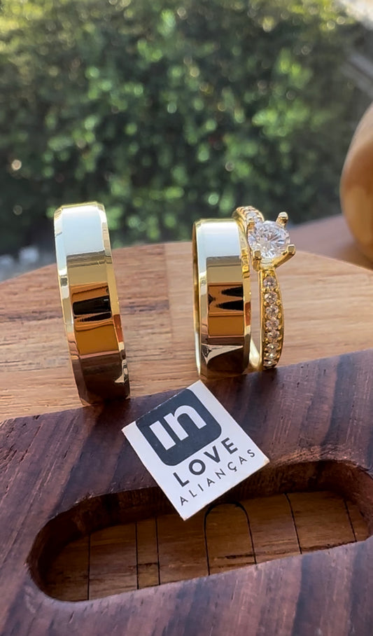 Alianças de Casamento em Ouro 18k - Modelo Sonho Bom | 5mm | 12x R$333