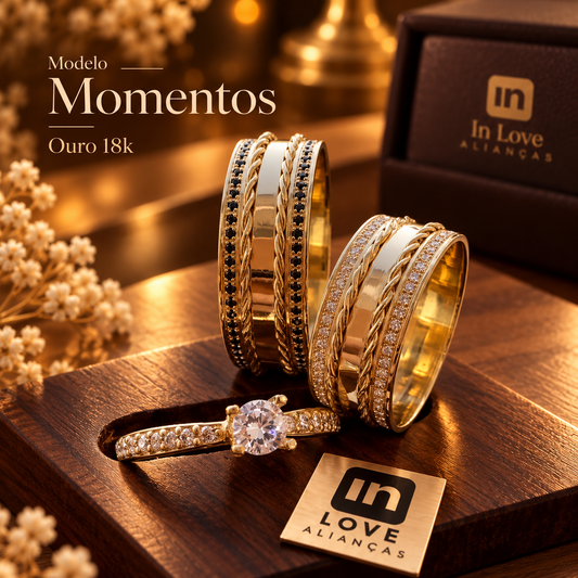 Par de Alianças em Ouro 18k - Modelo Momentos | 7mm | 12x R$799
