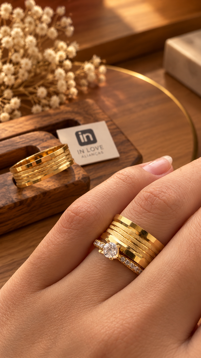 Par de Alianças em Ouro 18k - Modelo Favorite | 8mm | 12x R$758