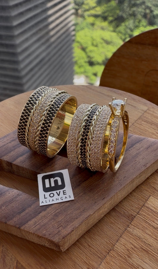 Par de Alianças em Ouro 18k - Modelo Pétalas | 10mm | 12x R$1.599.