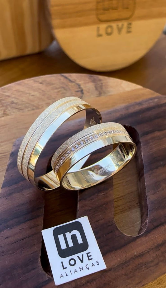 Alianças de Casamento em Ouro 18k - Modelo Amor Eterno | 5mm | 12x R$332.5