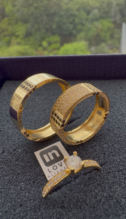 Par de Alianças em Ouro 18k - Modelo Eu Amo Você  | 6mm | 12x R$1.324.